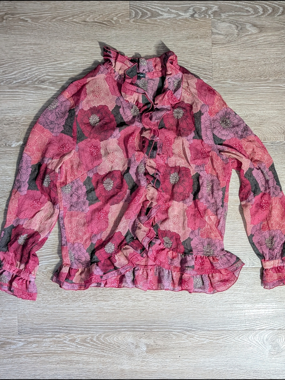 Claudia EV Floral Pink Ruffle Blouse